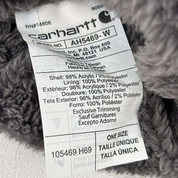 Carhartt Womens Beanie Hat One Size Teal Rib Knit Faux Fur Lined Pom Pom - Picture 5 of 5